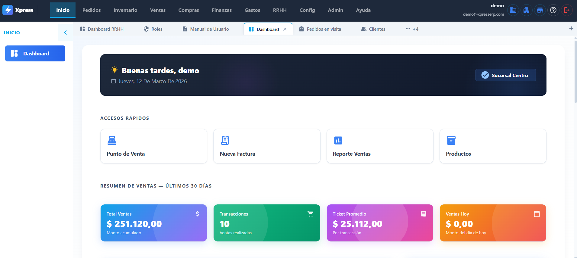 XpressSoft - Panel principal